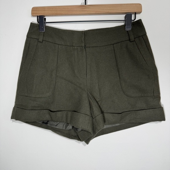 CLOVIS Pants - Clovis Olive Green Wool‎ Blend Cuffed Shorts Women’s Size Small